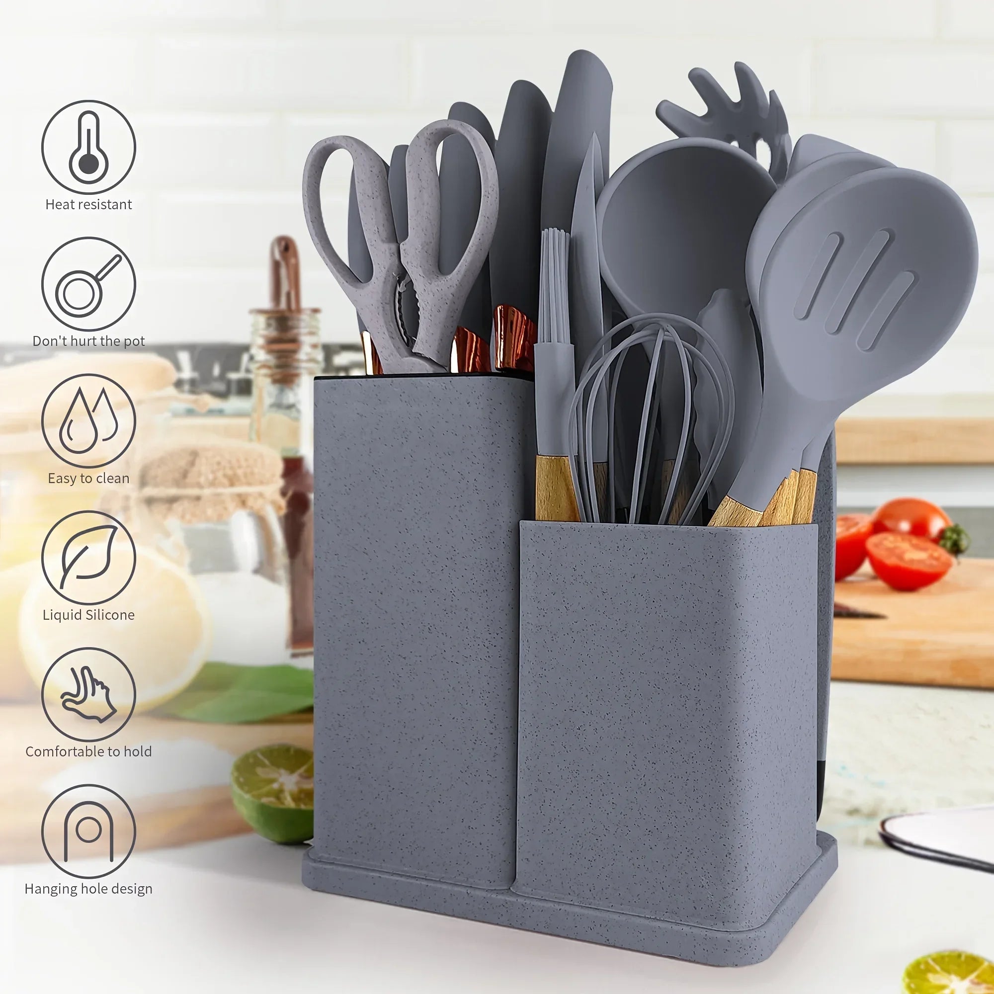 19-piece non-stick silicone kitchen utensil set by 𝕄𝕔 𝕋𝕙𝕖 𝔹𝕝𝕒𝕔𝕜 𝔻𝕚𝕒𝕞𝕠�