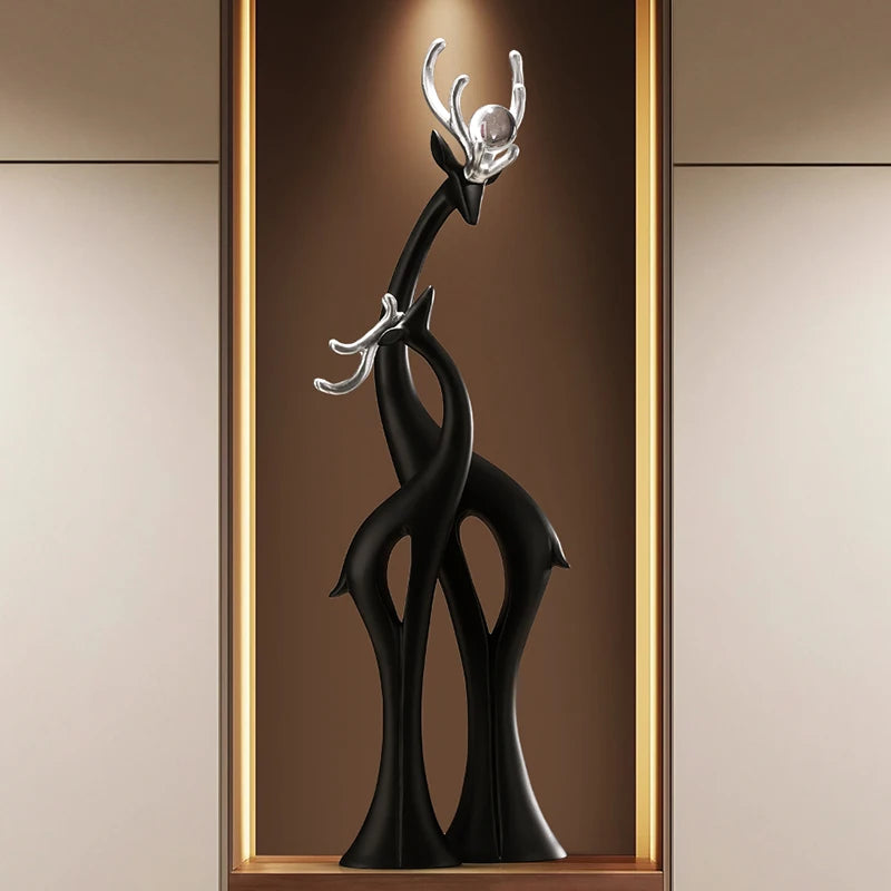 Modern Simple Home Decor Couple Deer Figurine Ornament Light Luxury Living Room TV Cabinet Entrance Desk Decoration Wedding Gift - 𝕄𝕮 𝕋𝕙𝕖 𝔹𝕝𝕒𝕔𝕜 𝔻𝕚𝕒𝕞𝕠𝕟𝕕