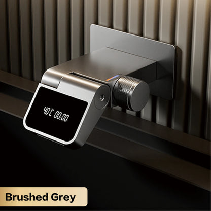 Luxury brass white bathroom faucet with wall mounted design LED digital display Hot and Cold dual control Simple washbasin Mixer - https://mohammadcollection.com
