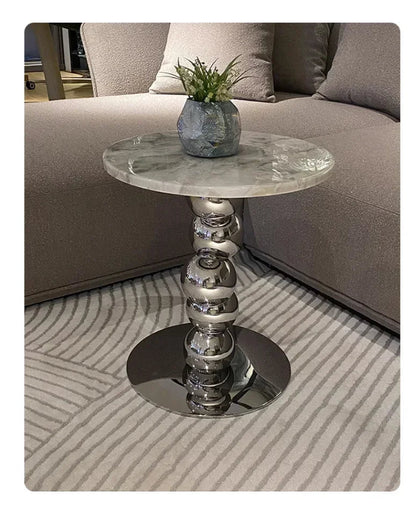 Simple High-end Round Coffee Table Nordic Style Natural Marble Sofa Side Table Designer Light Luxury Living Room Table - https://mohammadcollection.com