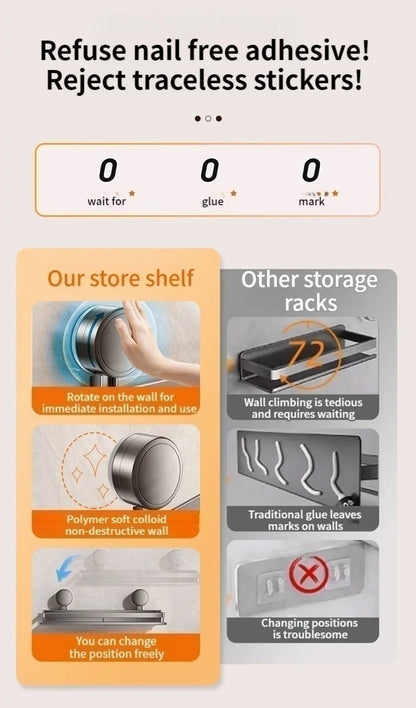 Non-Drill Bathroom Suction Cup Shelves for Washbasin and Vanity Storage - https://mohammadcollection.com