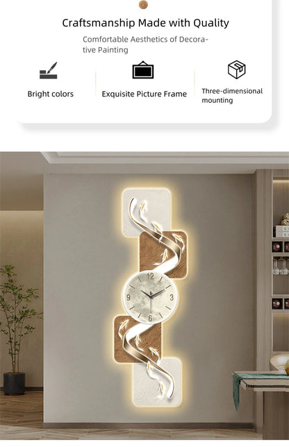 Modern Home Wall Decor Nine Fish Picture Wall Clock Living Room Corridor Mute Clock Painting Advanced Art LED Luminescent Mural - https://mohammadcollection.com
