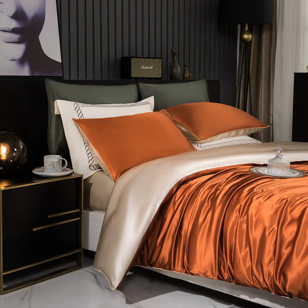 MC THE BLACK DIAMOND DISANGNI 22 Momme 6A Mulberry Silk duvet cover with reversible A/B design, OEKO-TEX certified luxury bedding.