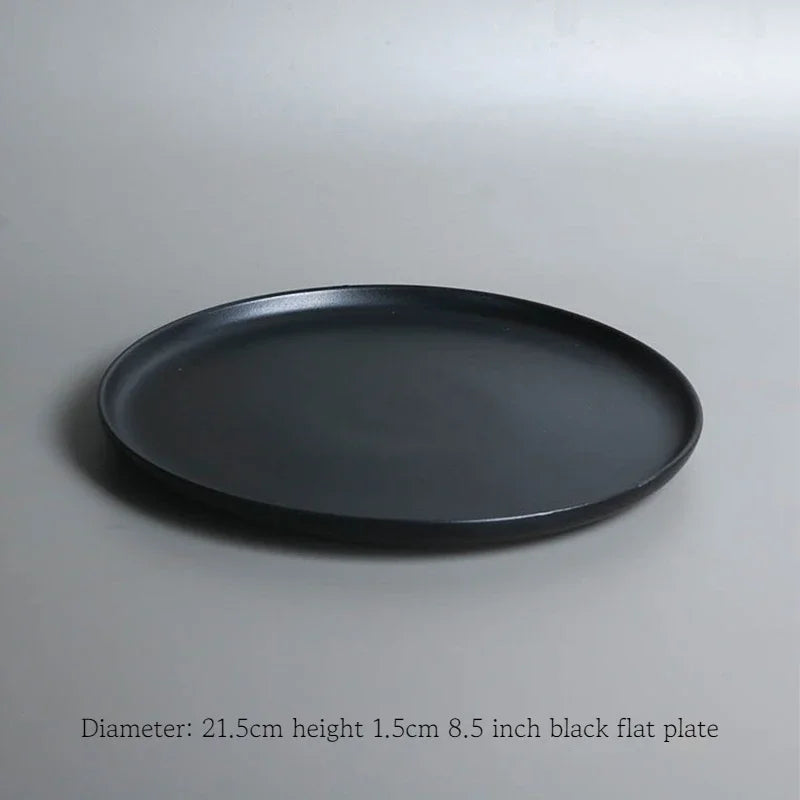 Black ceramic breakfast milk cup and deep steak soup plate set from 𝕄𝕔 𝕋𝕙𝕖 𝔹𝕝𝕒𝕔𝕜 𝔻𝕚𝕒𝕞�