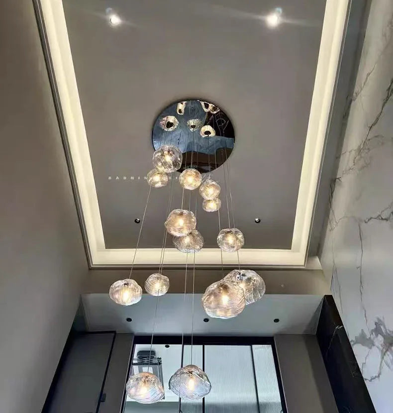 MC THE BLACK DIAMOND Nordic pendant light chandelier for stairs, living room, or bedroom home decor, featuring modern design.