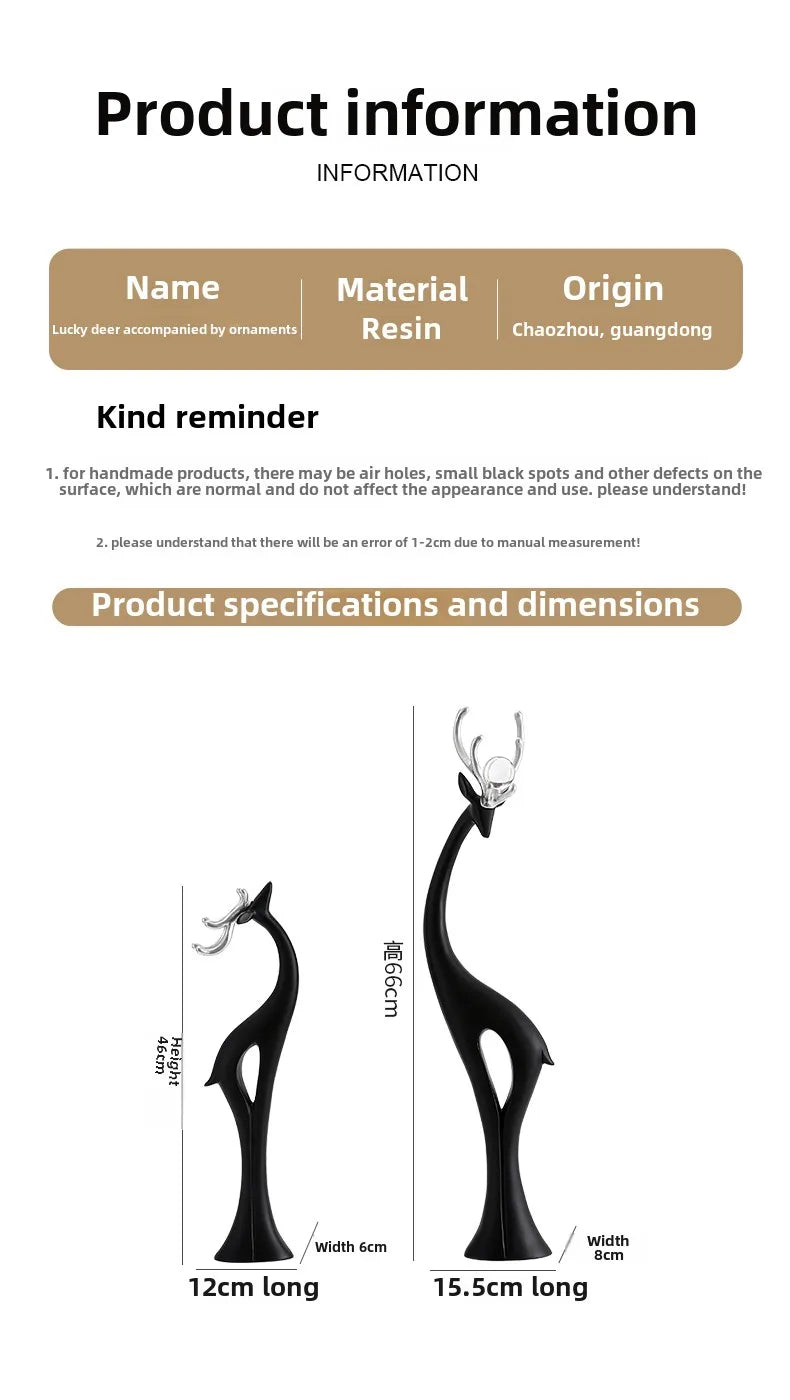 Modern Simple Home Decor Couple Deer Figurine Ornament Light Luxury Living Room TV Cabinet Entrance Desk Decoration Wedding Gift - 𝕄𝕮 𝕋𝕙𝕖 𝔹𝕝𝕒𝕔𝕜 𝔻𝕚𝕒𝕞𝕠𝕟𝕕
