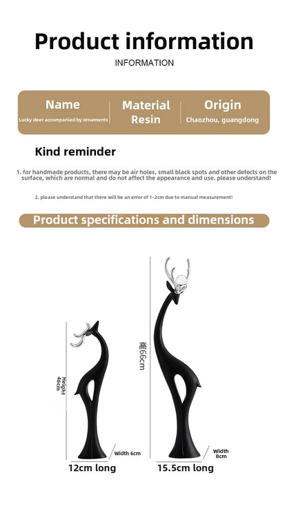Modern Simple Home Decor Couple Deer Figurine Ornament Light Luxury Living Room TV Cabinet Entrance Desk Decoration Wedding Gift - 𝕄𝕮 𝕋𝕙𝕖 𝔹𝕝𝕒𝕔𝕜 𝔻𝕚𝕒𝕞𝕠𝕟𝕕