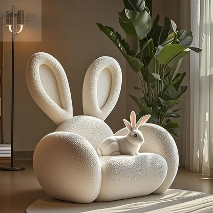 Cream Wind Creative Rabbit Fabric Sofas Living Room Single Sofa Furniture Couch Armchair White Pink Grey 1 Person Sofa luxury - https://mohammadcollection.com