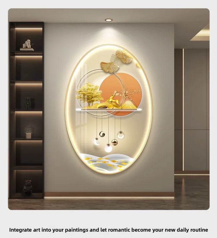 Light Luxury Wall Art Nine Fish Picture Entrance Wall Decor Aesthetic High End Living Room Corridor Luminous LED Light Painting - 𝕄𝕮 𝕋𝕙𝕖 𝔹𝕝𝕒𝕔𝕜 𝔻𝕚𝕒𝕞𝕠𝕟𝕕