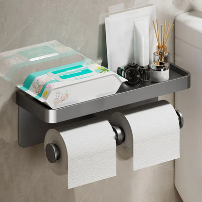 Aluminum Alloy Paper Holder Wall-Mounted Toilet Roll Paper Holder No Drilling Bathroom Kitchen Paper Holder - https://mohammadcollection.com