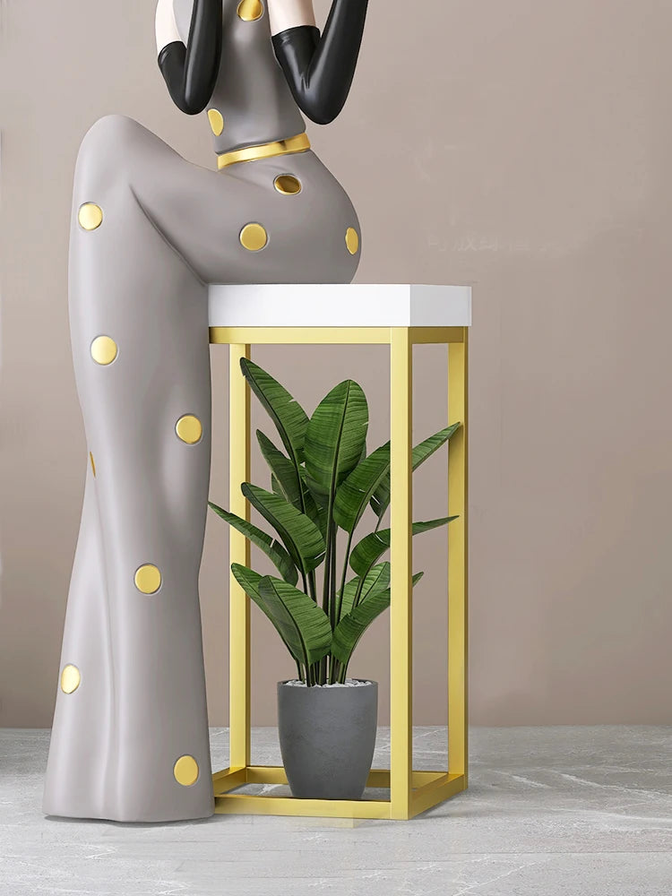 Large luxury art figurine by MC THE BLACK DIAMOND, decorative floor tray for living room or foyer decor, next to sofa or TV cabinet