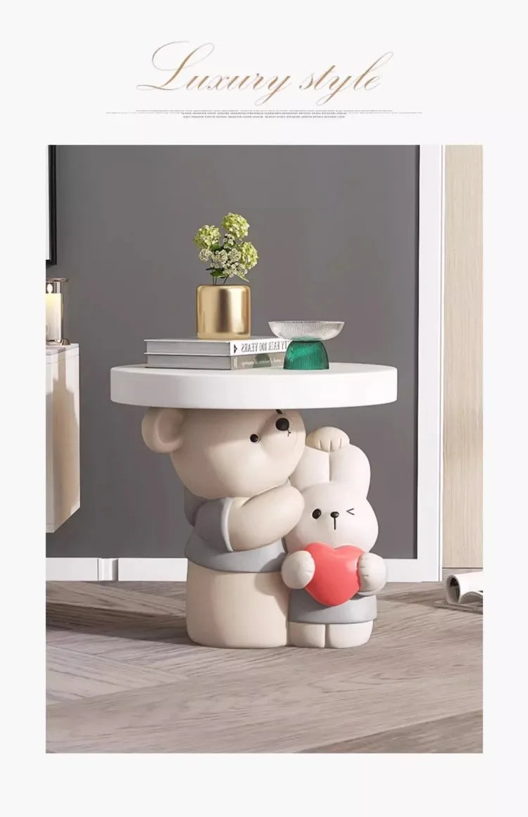 Cream Style Home Decor Parent-child Bear Statue Coffee Table Creative Livingroom Sofa Side Table Bedroom Bedside Table Furniture - 𝕄𝕮 𝕋𝕙𝕖 𝔹𝕝𝕒𝕔𝕜 𝔻𝕚𝕒𝕞𝕠𝕟𝕕