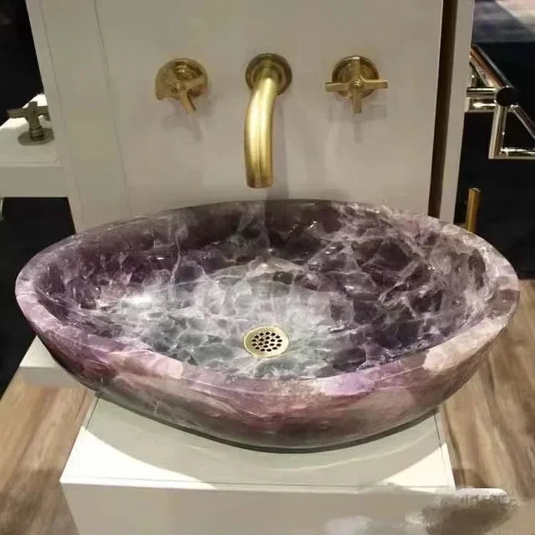 Bathroom Decorative Washbasin Rose Quartz Bowl Handmade Luxury Gemstone Rose Quartz - https://mohammadcollection.com