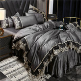 European-style Summer Ice Rayon Bed Skirt from MC THE BLACK DIAMOND, showcasing soft, lightweight fabric and elegant bedding decor.