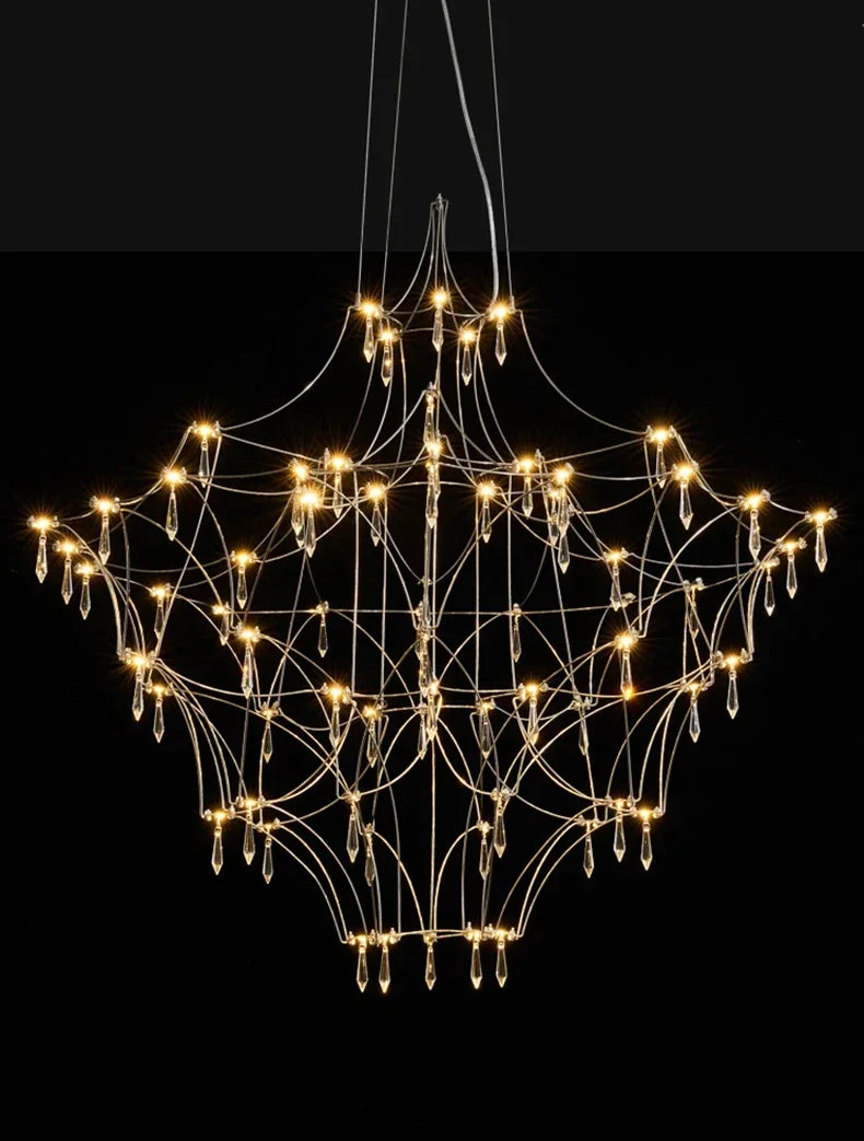 Modern chrome-plated luxury crystal chandelier by MC THE BLACK DIAMOND, stylish chandelier lighting fixture for living rooms.