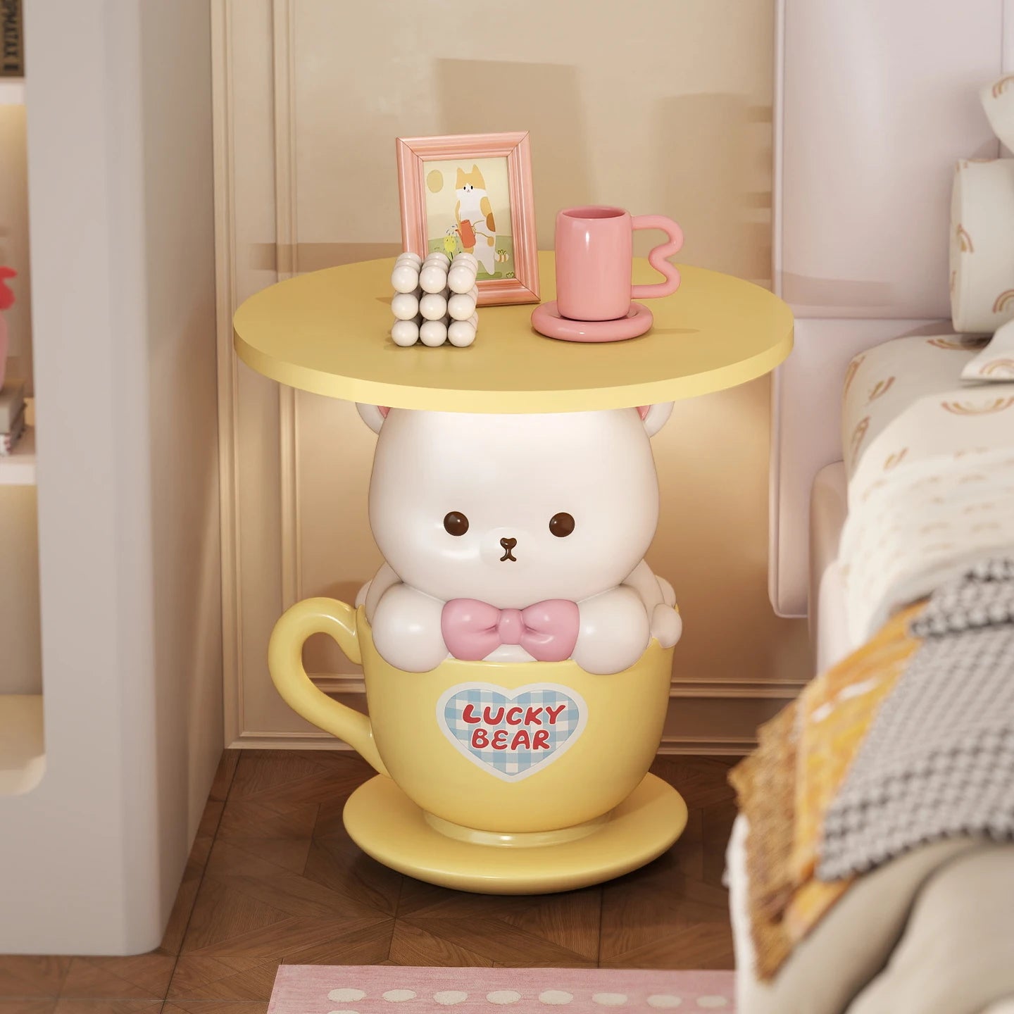 Kawaii Home Decor Creative Small Coffee Table Pink Living Room Side Table Girl&