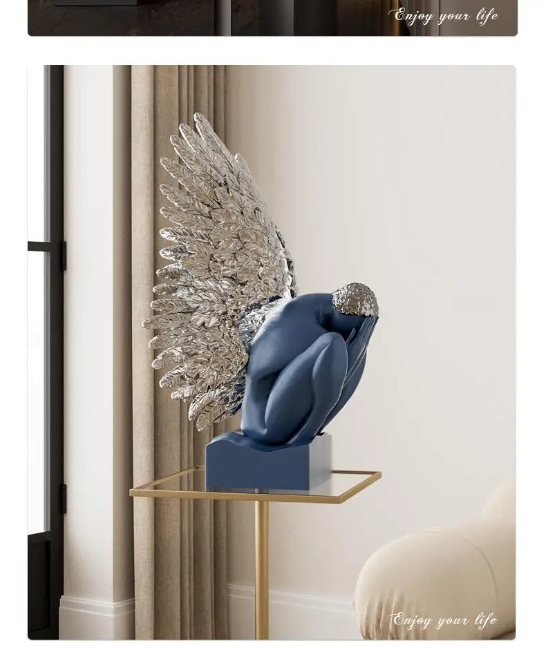 MC THE BLACK DIAMOND desk decoration wings statue in artistic artwork style featuring detailed wing design