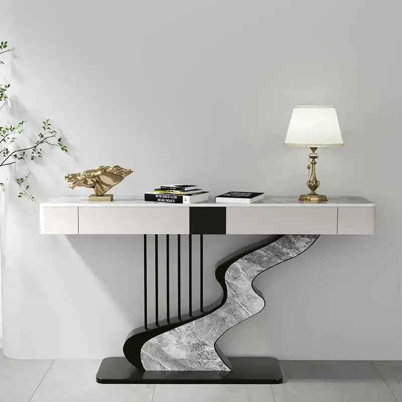Modern MC Black Diamond metal console table with sleek midcentury design, featuring a sturdy metal frame and minimalist style.