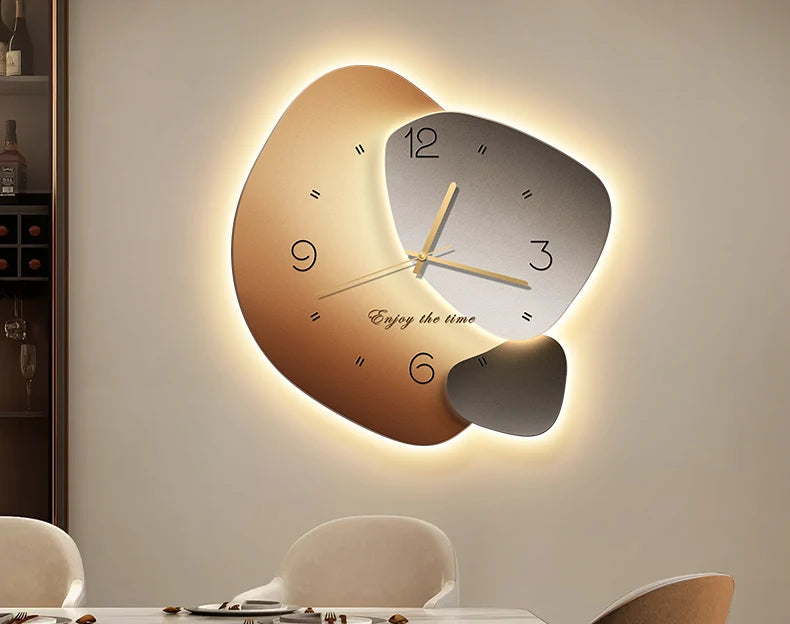 Digital wall clock with stone hanging art decoration by MC THE BLACK DIAMOND, featuring a modern design and time display.