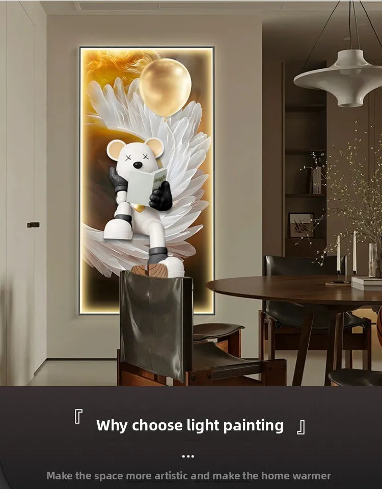 Modern wall decor LED painting poster by MC THE BLACK DIAMOND, featuring vibrant illuminated artwork for living rooms.