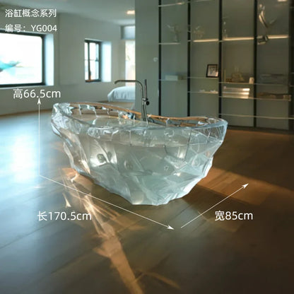 Y Transparent bathtub AI concept couple freestanding crystal corrugated resin bathtub - https://mohammadcollection.com
