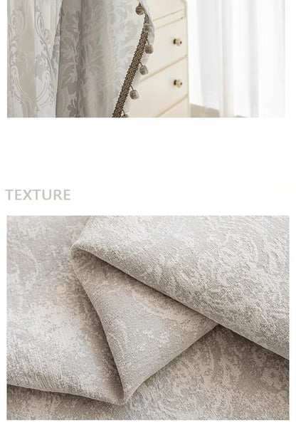 New Relief Jacquard Beige Chenille Curtains for Living Rooms Bedrooms Balconies Villas Custom Window Screens Valance - https://mohammadcollection.com