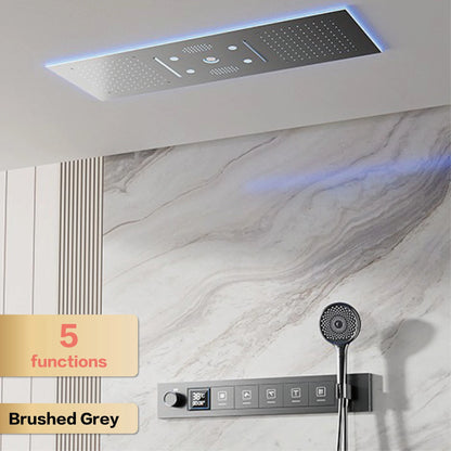 AITANA Luxury Brass Gunmetal LED Display Thermostatic Shower System Bathroom Ceiling embedded concealed giant curtain Rainfall - https://mohammadcollection.com