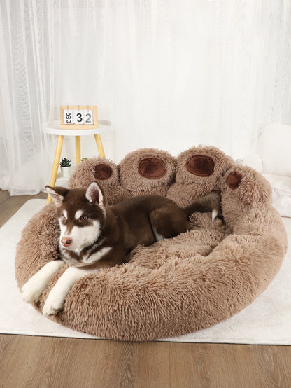 Large MC THE BLACK DIAMOND fluffy dog bed with plush cave-style interior, suitable for big dogs and cats, cozy pet bedding and cushion.