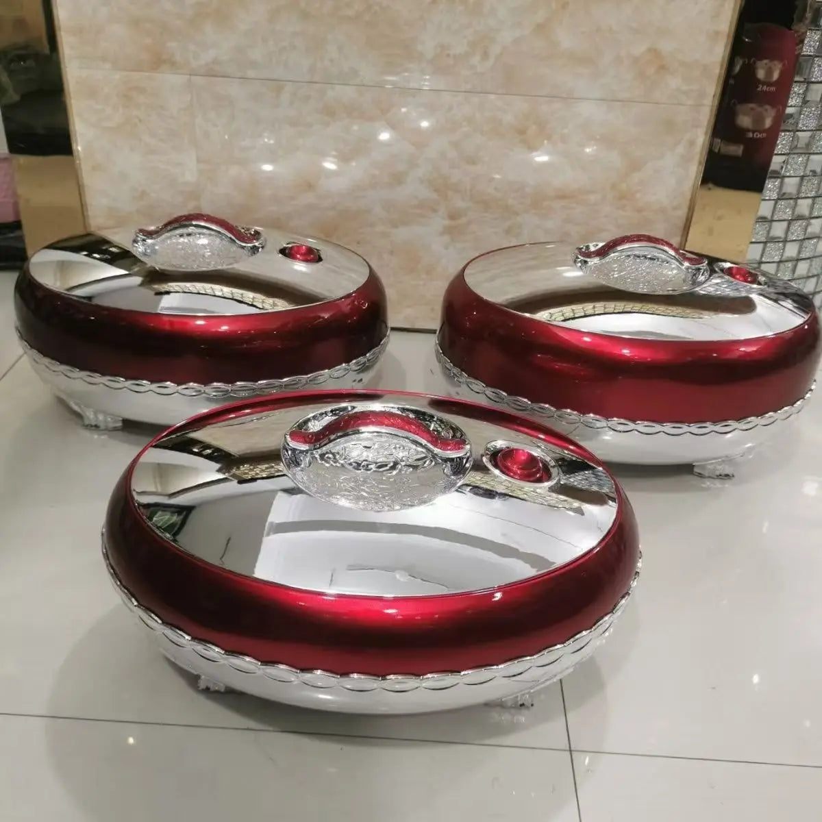 Stainless steel large party food warmer hot pot set by MC THE BLACK DIAMOND, 4L, 5L, or 6L capacity, portable for gatherings