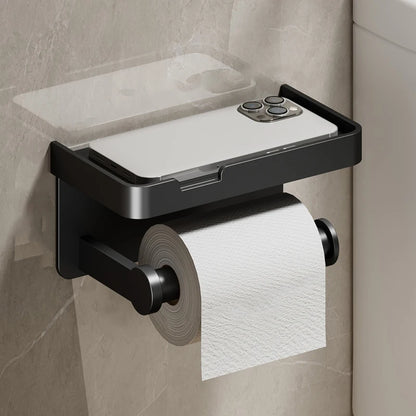 Aluminum Alloy Paper Holder Wall-Mounted Toilet Roll Paper Holder No Drilling Bathroom Kitchen Paper Holder - https://mohammadcollection.com