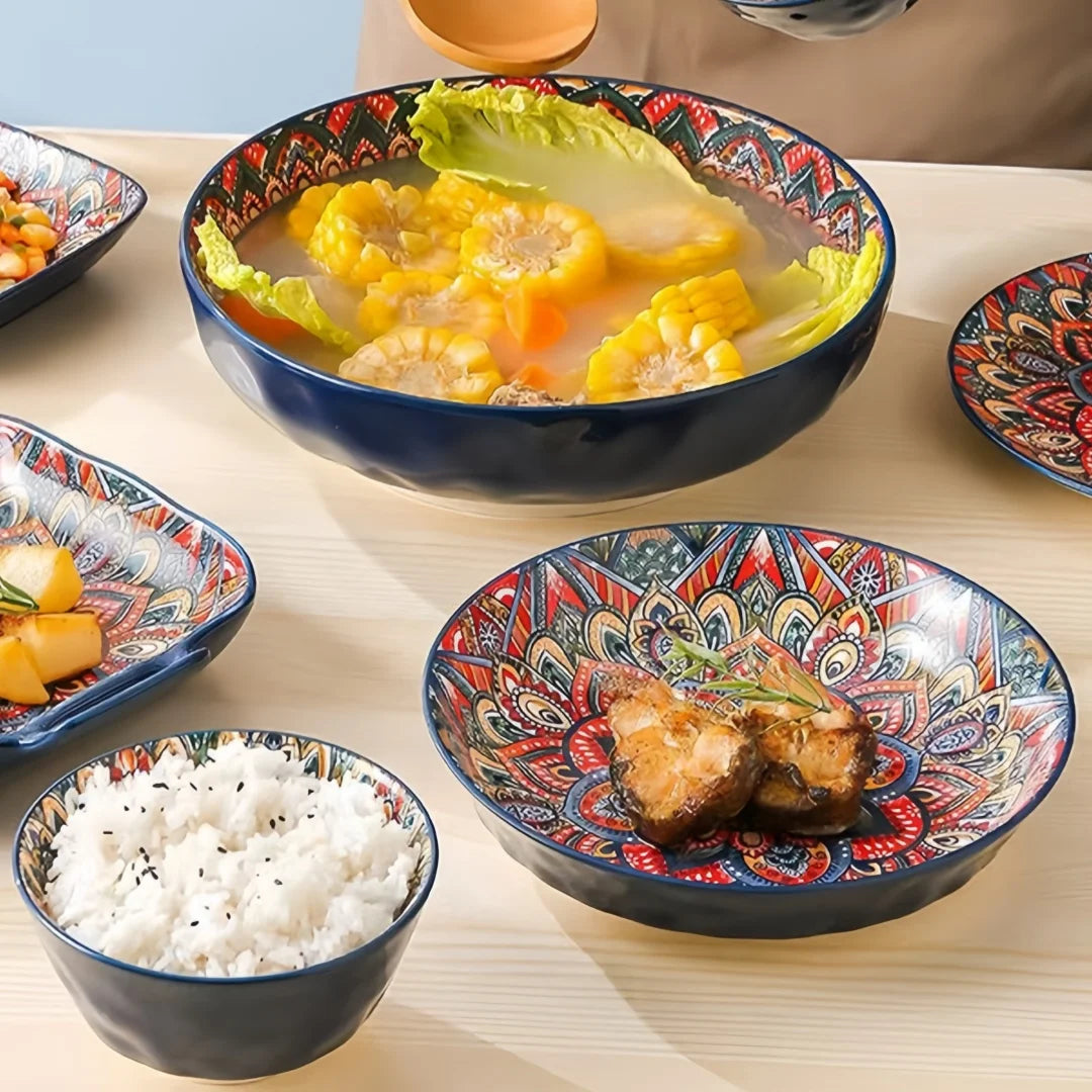 MC Bohemian ceramic plate 7-piece set