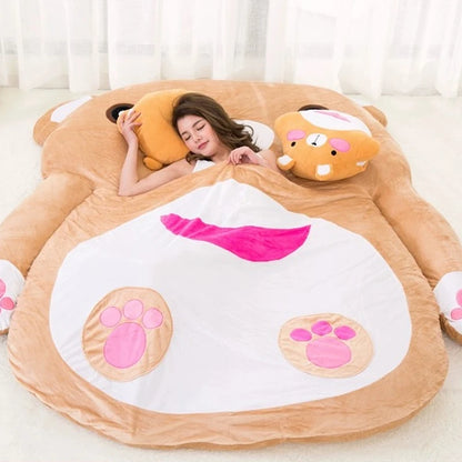 Cute cartoon brown bear sofa bed by MC THE BLACK DIAMOND, soft plush mattress futon for adults, perfect for tatami floor lounging.