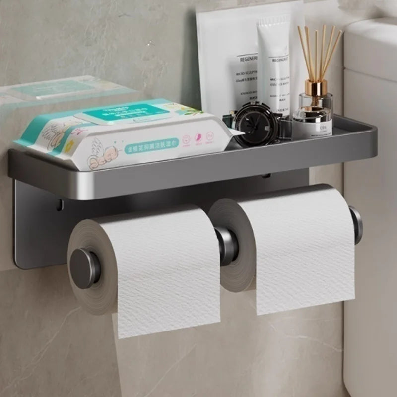 Wall-mounted MC THE BLACK DIAMOND toilet paper holder with waterproof tissue tube, ideal for bathroom storage and organization.