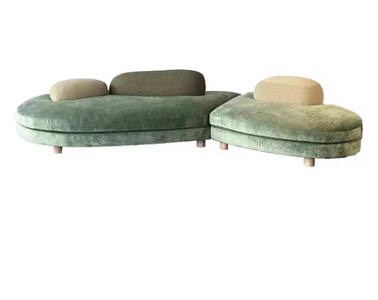 SS French Pebble Sofa Designer Large Flat Layer Love Special-shaped Green Fabric Module Combination Arc - https://mohammadcollection.com