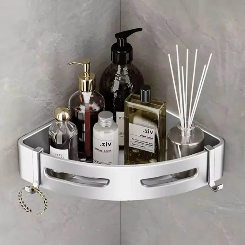 Bathroom Shelf Corner Space Aluminum Bathroom Triangle Basket Shower Room Storage Rack Wall Mounted - https://mohammadcollection.com