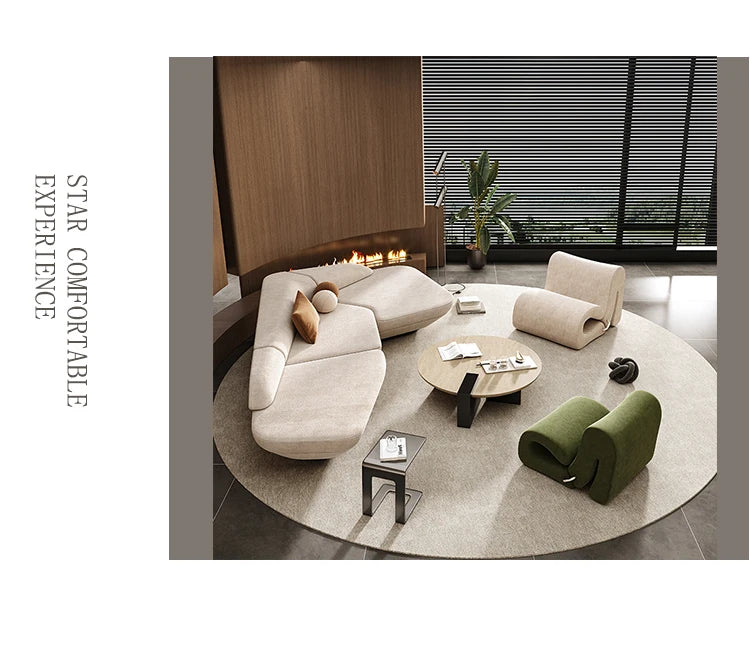 Curved luxury leisure reception corner sofa by MC THE BLACK DIAMOND, showcasing plush cushions and stylish sectional design.