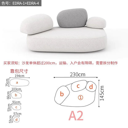 Creative Sofa Light Luxury Italian Pebble Fabric Compression Sofa Special-shaped Living Room New Sponge Rock Sofa Bed - https://mohammadcollection.com