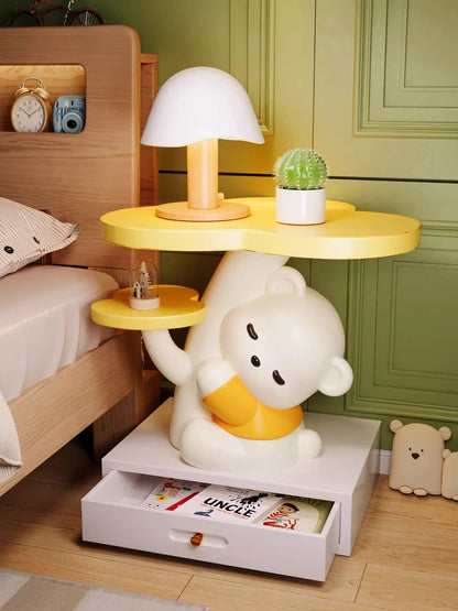 Cartoon Bear Statue Sofa Side Table Living Room Coffee Table Kawaii Room Decor Furniture Children&