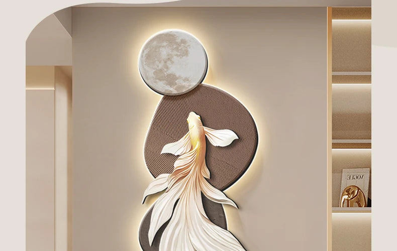 Advanced Koi wall decoration painting poster by MC THE BLACK DIAMOND featuring luminous koi design for modern corridor or entrance decor.