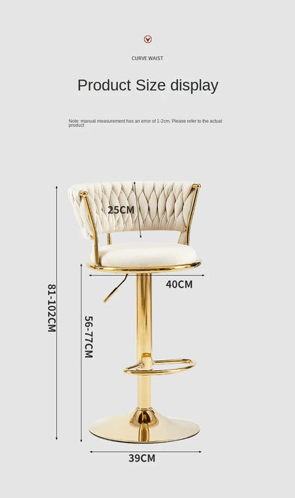 Rotating Lifting Bar Chair, High Foot Stool, Nordic Furniture, Backrest, Velvet Bar Stool, Bar Stools For Kitchen, Counter Stool - 𝕄𝕮 𝕋𝕙𝕖 𝔹𝕝𝕒𝕔𝕜 𝔻𝕚𝕒𝕞𝕠𝕟𝕕