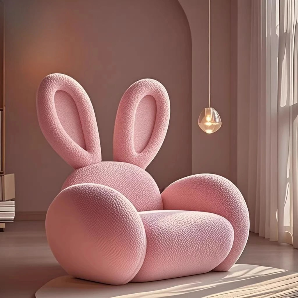 Cream Wind Creative Rabbit Fabric Sofas Living Room Single Sofa Furniture Couch Armchair White Pink Grey 1 Person Sofa luxury - https://mohammadcollection.com