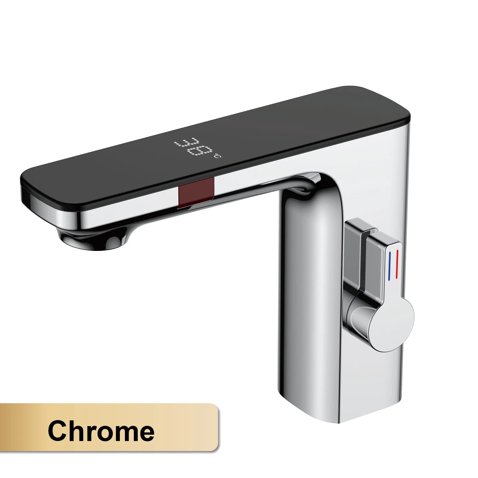 White intelligent brass bathroom faucet induction design LED light temperature display 1 hole single handle cold &amp; hot basin Tap - https://mohammadcollection.com