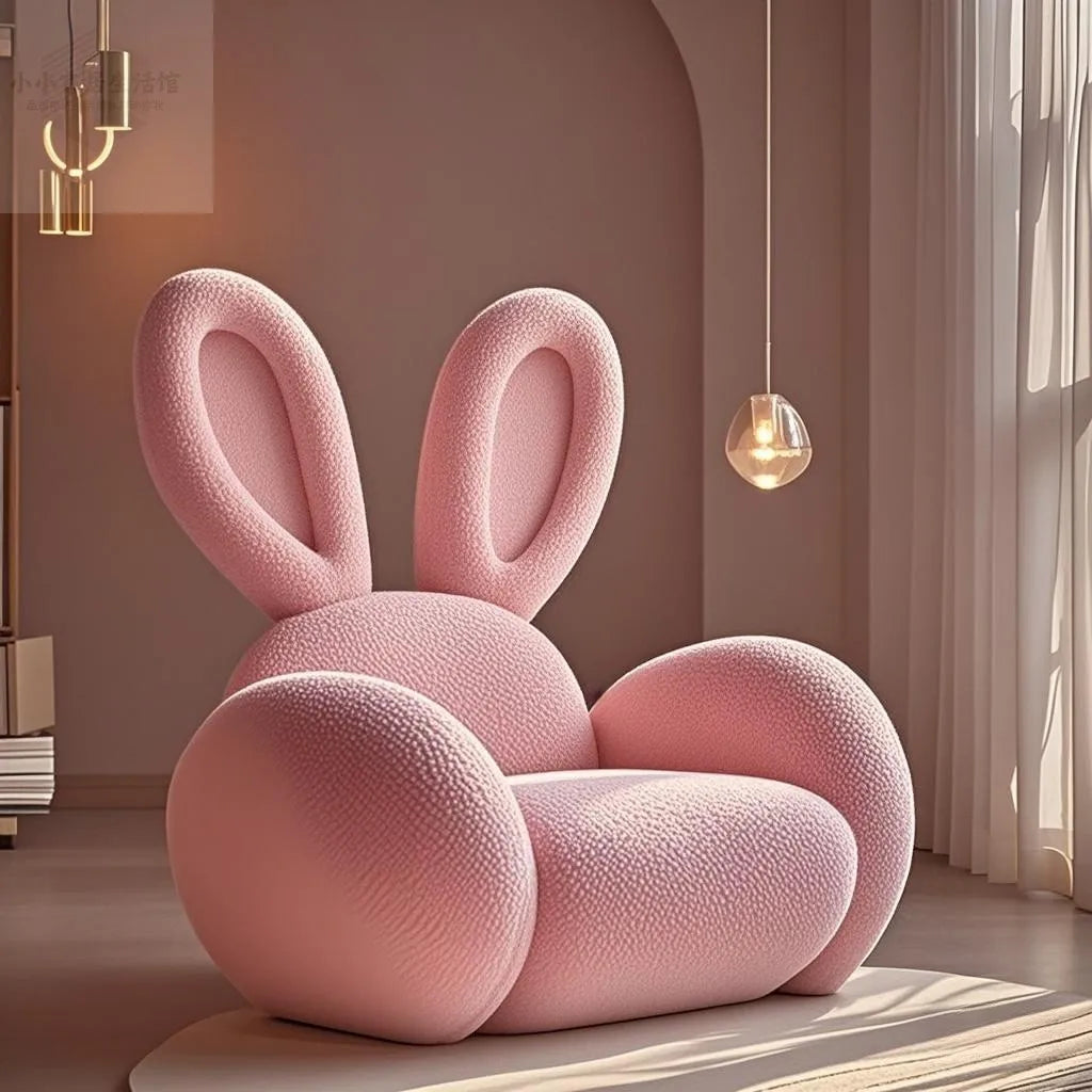 Cream Wind Creative Rabbit Fabric Sofas Living Room Single Sofa Furniture Couch Armchair White Pink Grey 1 Person Sofa luxury - https://mohammadcollection.com