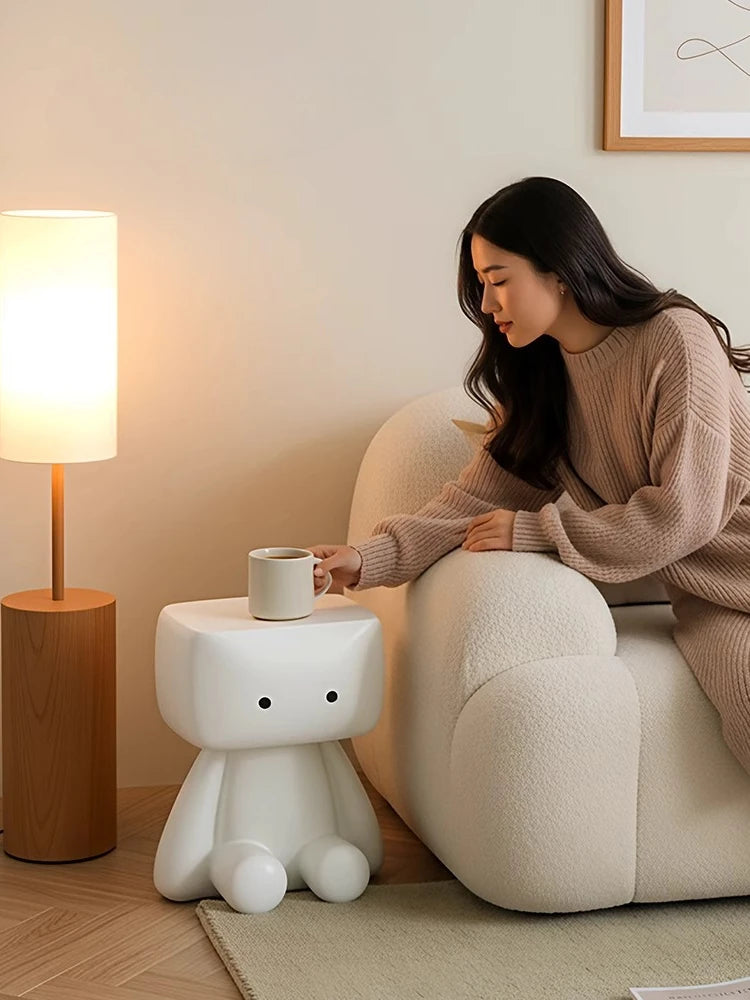 Nordic Style Furniture Living Room Cartoon Robot Statue Side Table Creative Coffee Table Children&