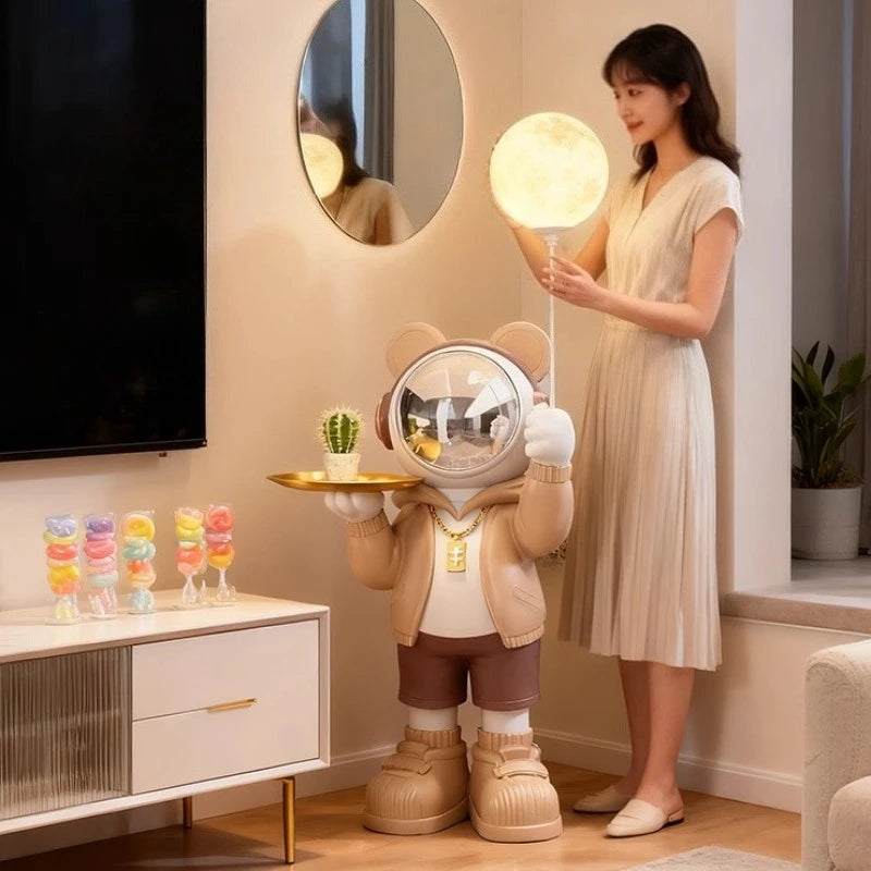 Nordic Living Room Decor Creative Astronaut Statue Storage Tray Luminous Floor Decoration Modern Art Sculpture Home Accessories - 𝕄𝕮 𝕋𝕙𝕖 𝔹𝕝𝕒𝕔𝕜 𝔻𝕚𝕒𝕞𝕠𝕟𝕕