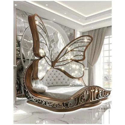 Princess  Butterfly Bed Villa Solid wood 2m bed 15 high French luxury bed bedroom custom - https://mohammadcollection.com