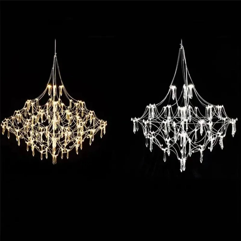 Modern chrome-plated luxury crystal chandelier by MC THE BLACK DIAMOND, showcasing elegant design and sparkling crystal details for living rooms.