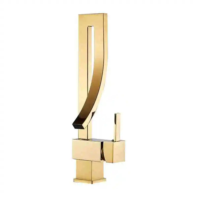 MC Elegant Brass Bathroom Square Basin Faucet for bath sinks, featuring modern design and polished finish.