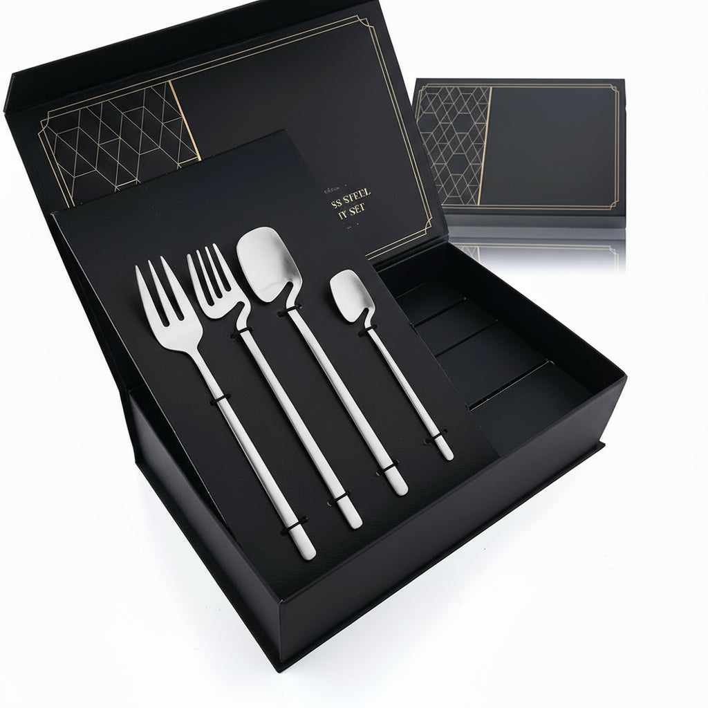 Black matte stainless steel cutlery set from 𝕄𝕔 𝕋𝕙𝕖 𝔹𝕝𝕒𝕔𝕜 𝔻𝕚𝕒𝕞𝕠𝕟