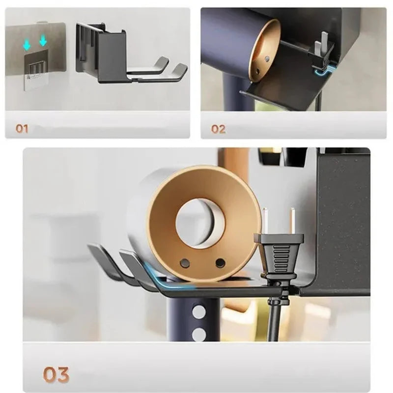 Black ceramic hair dryer organizer storage for bathroom accessories by 𝕄𝕔 𝕋𝕙𝕖 𝔹𝕝𝕒𝕔𝕜 𝔻𝕚𝕒𝕞𝕠�